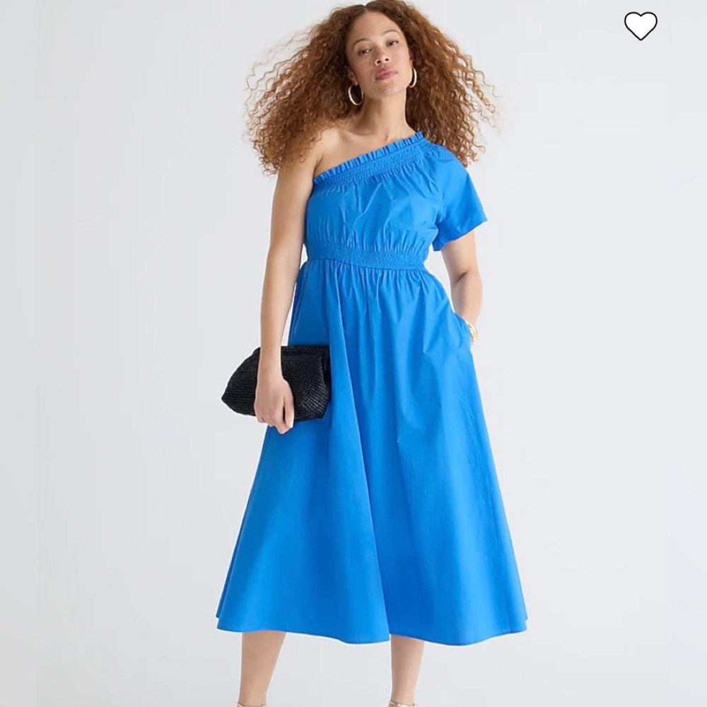 NWT J.Crew Dress-Smocked one-shoulder dress in cotton poplin NWT